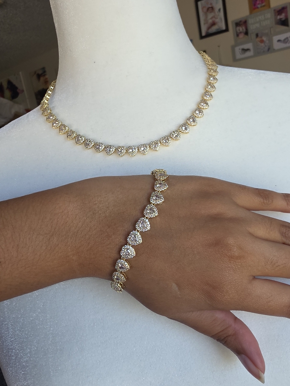 Hermoso Set De Corazon Oro Laminado 14k